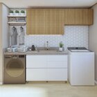 Lavanderia Modulada Com 2 Armários Aéreos E Balcão 100% Mdf R