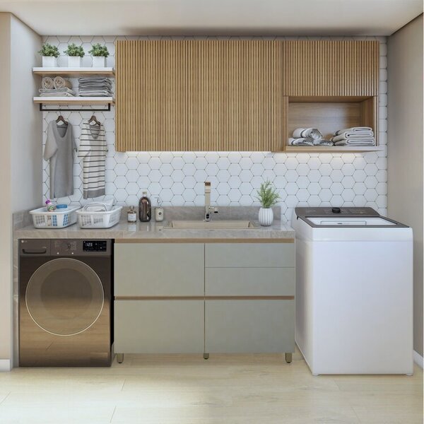 Lavanderia Modulada Com Balcão 1 Porta E 2 Armários Aéreos 10