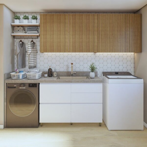Lavanderia Modulada Com Balcão 1 Porta E 2 Armários Aéreos 10