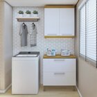 Lavanderia Modulada Com Balcão 2 Portas E Armário Aéreo 100%