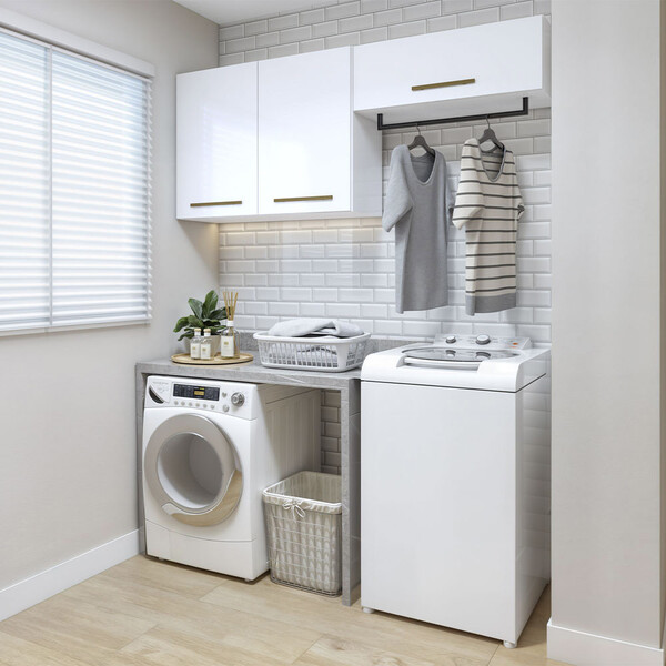 Lavanderia Modulada França 2 Armários Aéreos Kaiki Móveis