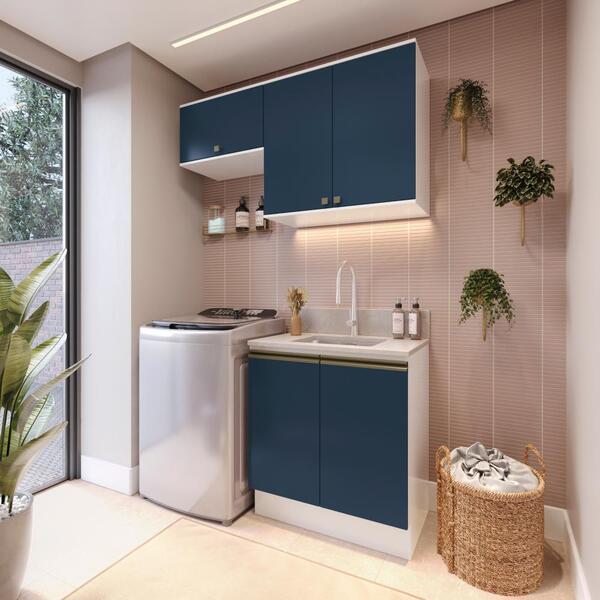 Lavanderia Modulada Kappesberg Celeste 3 Peças Branco/azul 14