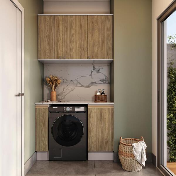 Lavanderia Modulada Kappesberg Celeste 3 Peças Branco/nogueir