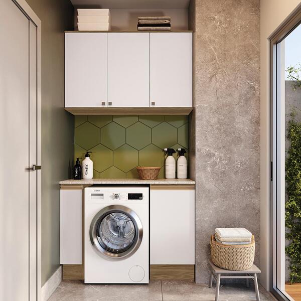 Lavanderia Modulada Kappesberg Celeste 3 Peças Nogueira/branc