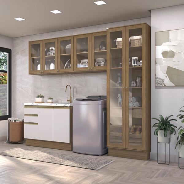 Lavanderia Modulada Kappesberg Celeste 4 Peças Nogueira/branc