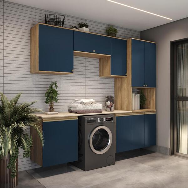 Lavanderia Modulada Kappesberg Celeste 6 Peças Nogueira/azul