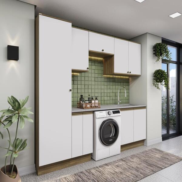 Lavanderia Modulada Kappesberg Celeste 7 Peças Nogueira//bran