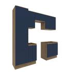 Lavanderia Modulada Kappesberg Celeste 7 Peças Nogueira/azul