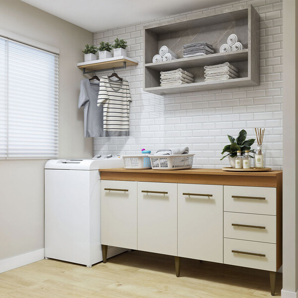 Lavanderia Modulada Nova Iguaçu Balcão 3 Portas E 3 Gavetas K