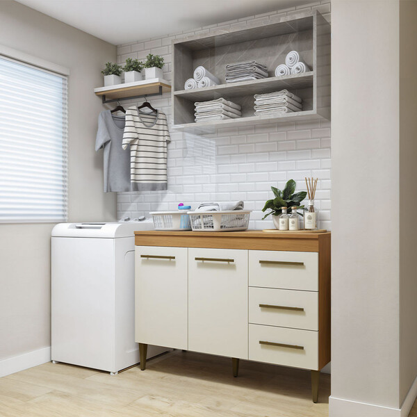 Lavanderia Modulada Petrópolis Balcão 2 Portas 3 Gavetas Kaik