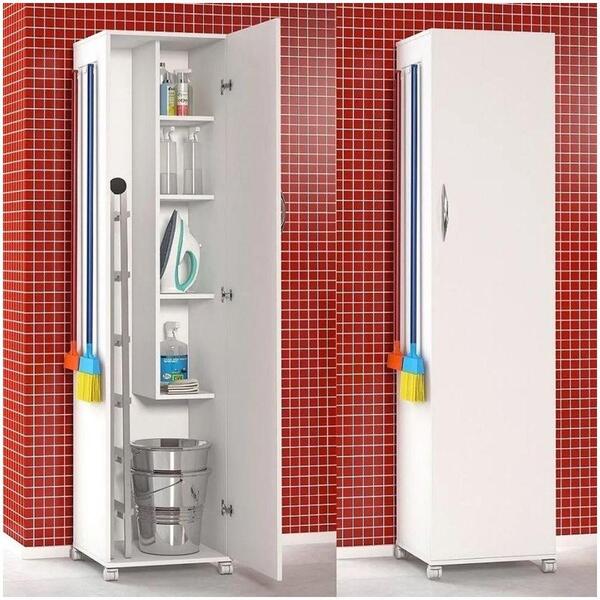 Lavanderiaarmário Branco Com 1 Porta Para Area Externa
