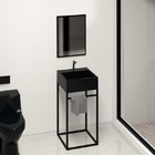 Lavatório 88x40x40cm Preto Metal e Pedra Base Box Iron Venturi