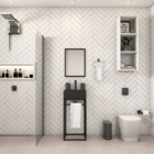 Lavatório com Cuba 88x40x40cm Preto Base Box Iron Venturi