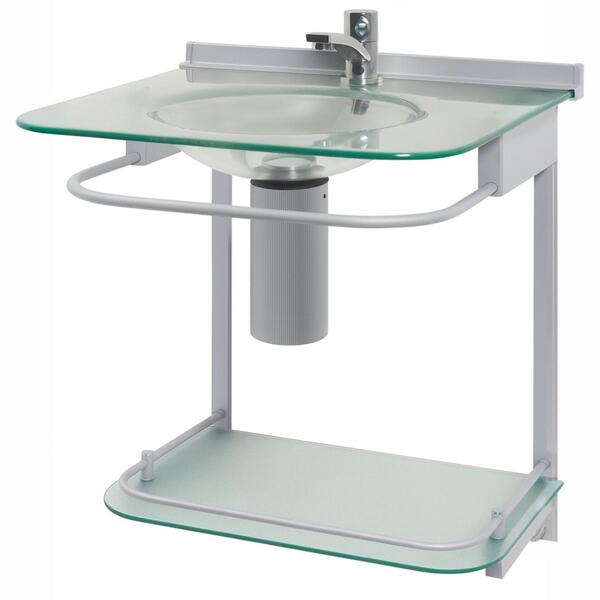 Lavatório com Cuba Cinza 50x46cm Glass Curve Sensea