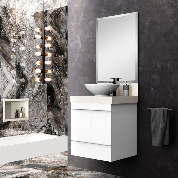 Lavatório De Porcelanato Para Banheiro Com Cuba De Apoio Gabi