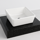 Lavatório Em Granito Verde Ubatuba C/ Cuba Quadrada Sobrepor