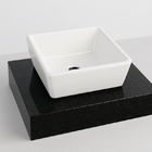 Lavatório Em Granito Verde Ubatuba C/ Cuba Quadrada Sobrepor