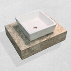 Lavatório Em Marmore Bege Bahia C/ Cuba Quadrada De Sobrepor