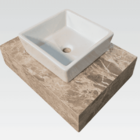 Lavatório Em Marmore Bege Bahia C/ Cuba Quadrada De Sobrepor