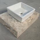 Lavatório Em Marmore Bege Bahia C/ Cuba Quadrada De Sobrepor