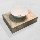 Lavatório Em Marmore Bege Bahia C/ Cuba Redonda De Sobrepor 6