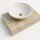 Lavatório Em Marmore Bege Bahia C/ Cuba Redonda De Sobrepor 8