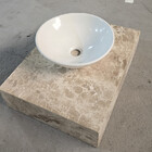 Lavatório Em Marmore Bege Bahia C/ Cuba Redonda De Sobrepor 8