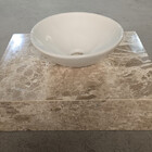 Lavatório Em Marmore Bege Bahia C/ Cuba Redonda De Sobrepor 8