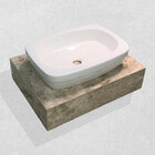 Lavatório Em Marmore Bege Bahia C/ Cuba Retangular Sobrepor 6