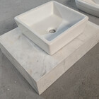 Lavatório Em Marmore Branco C/ Cuba Quadrada De Sobrepor 80cm