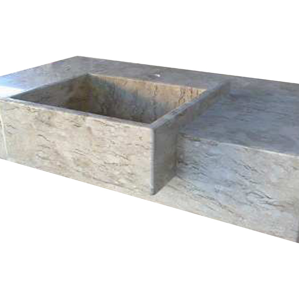 Lavatório Em Pedra Bege Bahia (travertino Nacional) Com 1,10x