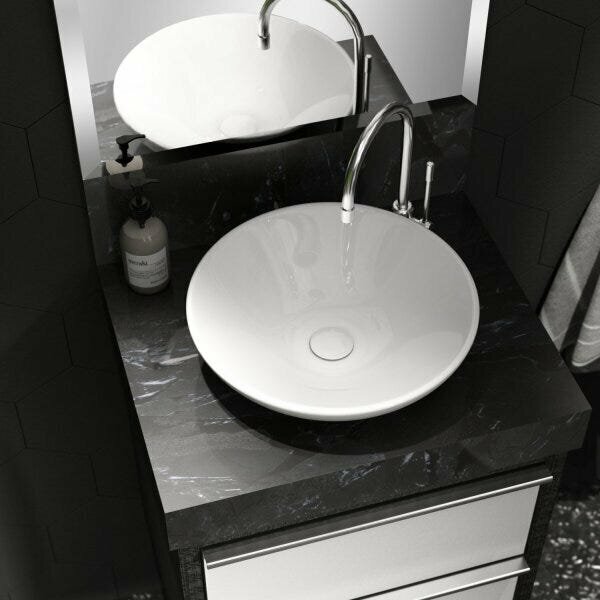 Lavatório Em Porcelanato Para Banheiro 50cm Top Para Cuba De