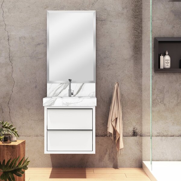 Lavatório Em Porcelanato Para Banheiro 50x22,2cm Top Com Cuba