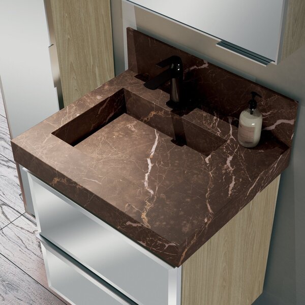 Lavatório Em Porcelanato Para Banheiro 60cm Com Cuba Esculpid