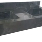 Lavatório Esculpido Em Porcelanato Black Marmorizado Polido 1