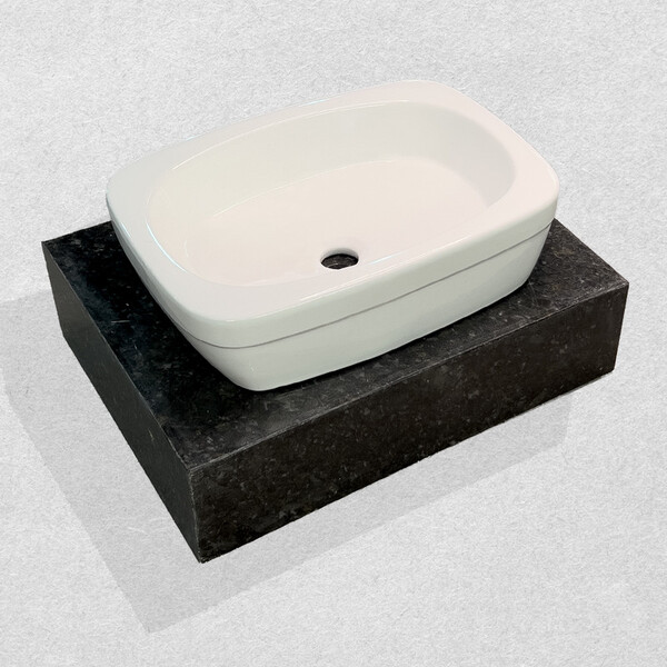 Lavatório Granito Preto S. Gabriel C/ Cuba Retangular Sobrepo
