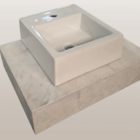 Lavatório Marmore Branco C/ Cuba Quadrada Sobrepor Com Mesa 8