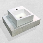 Lavatório Marmore Branco C/ Cuba Quadrada Sobrepor Com Mesa 8