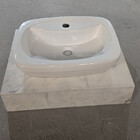 Lavatório Marmore Branco C/ Cuba Retangular Sobrepor C/ Mesa