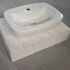 Lavatório Marmore Branco C/ Cuba Retangular Sobrepor C/ Mesa