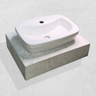 Lavatório Marmore Branco C/ Cuba Retangular Sobrepor C/ Mesa