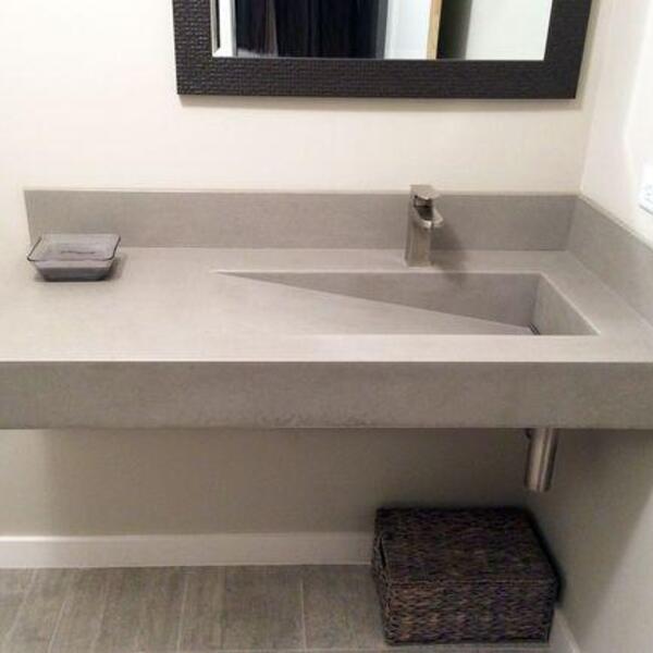 Lavatório Para Banheiro Esculpido Com Rampa Cinza 1 X 0,40