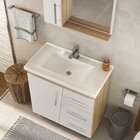 Lavatório Para Banheiro Patinada Em Mármore Sintético 62cm Br