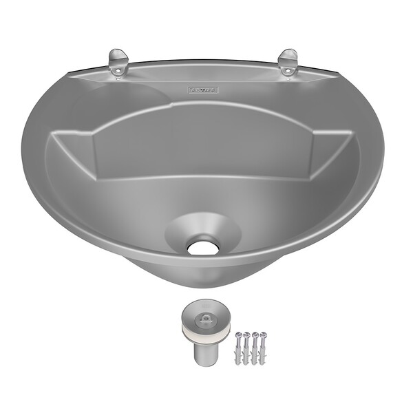 Lavatório Plástico Prata Kit Instalação 3,8l 36x28cm Astra