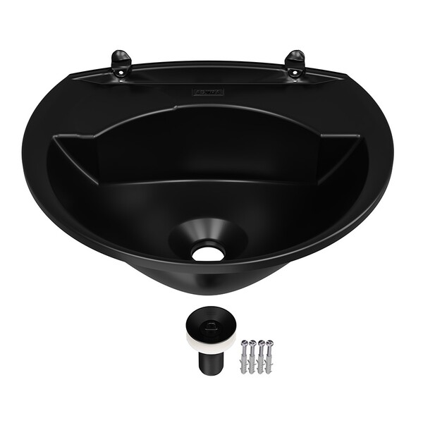 Lavatório Plástico Preto Kit Instalação 3,8l 36x28cm Astra