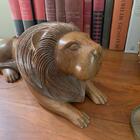 Leão Africano Escultura 40cm Madeira Pronto Artes