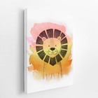 Leão Desenho Animais Laranja Infantil Quadro Canvas 100x70cm