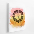 Leão Desenho Animais Laranja Infantil Quadro Canvas 140x90cm