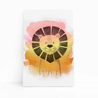 Leão Desenho Animais Laranja Infantil Quadro Canvas 60x40cm