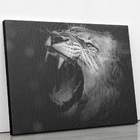 Leão Rugindo Preto E Branco Foto Quadro Canvas 100x70cm